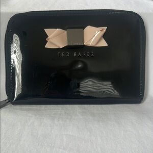 Ted Baker Black Patent I-Pad Mini Wallet with Pink Bow